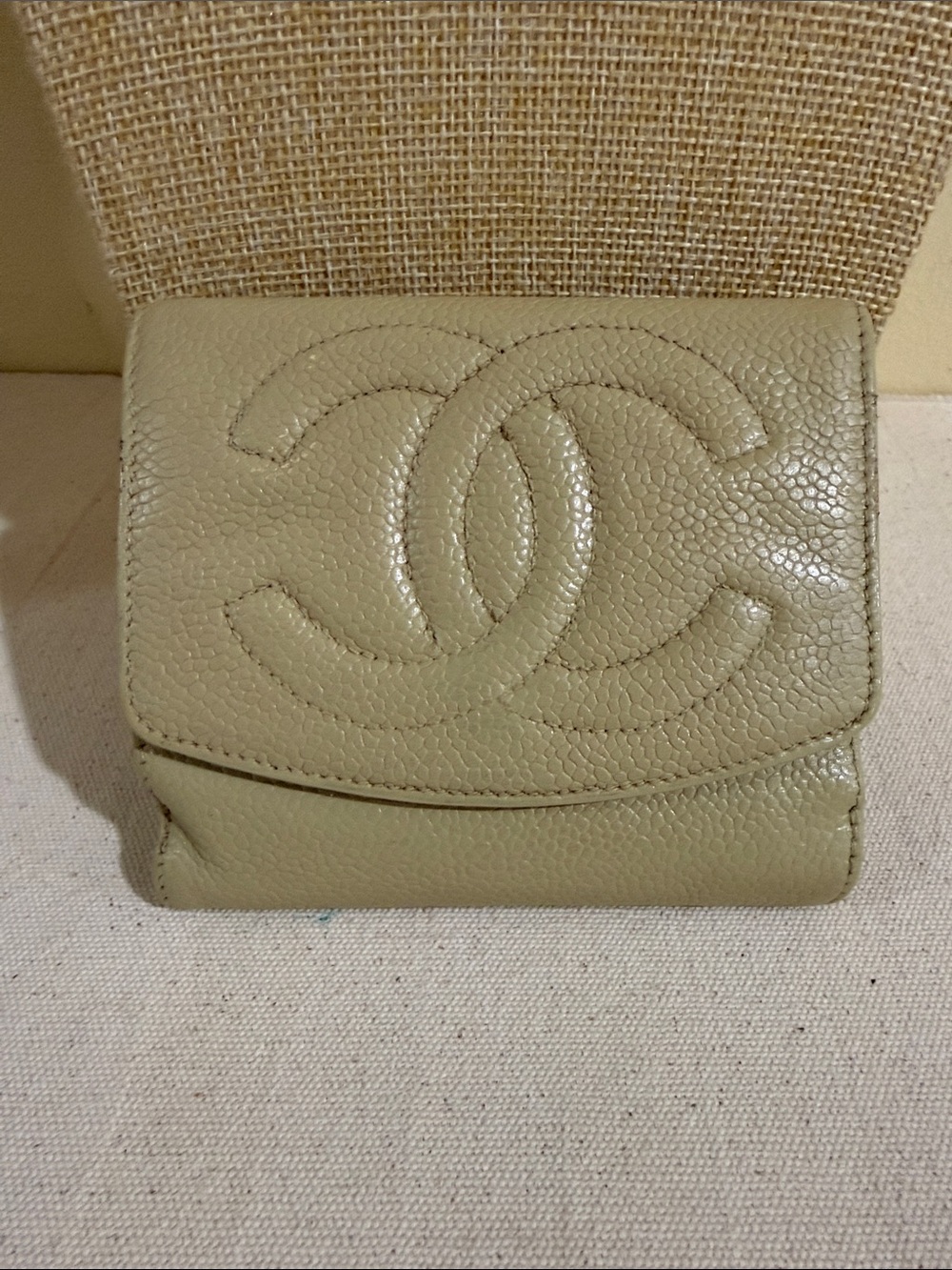 CHANEL Quilted CC Caviar Leather Wallet
